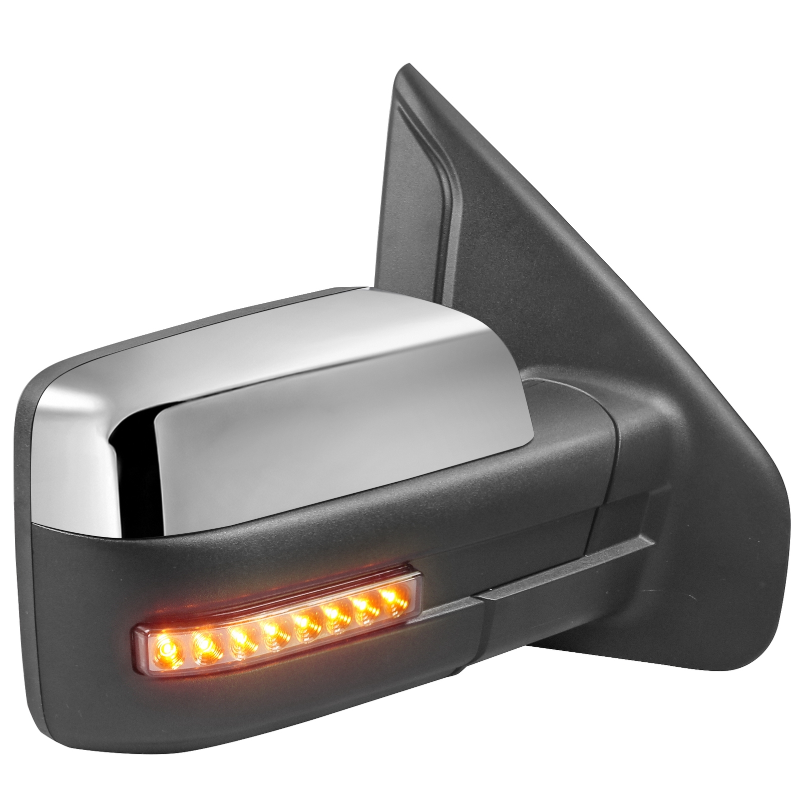 1 Pair Chrome Tow Side View Mirrors For 04-14 Ford F-150 with Sequential Signal