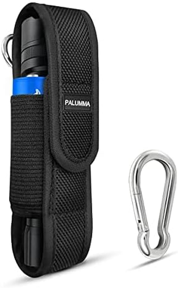 Nylon Flashlight Pouch Holster with Carabiner, Flexible Adjustment Flashlight Be