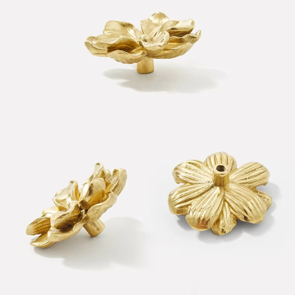 Camellia Flower Brass Knobs Cabinet Knobs Handles Kitchen Pull drawer Knob