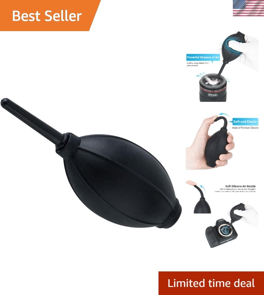 Soft Tip Silicone Air Blower and Microfiber Cloth for Safe Electronics Cleaning