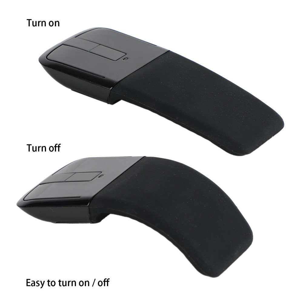 Foldable Arc Touch Wireless Mouse 2.4GHz Optical Touch Receiver PC Laptop Black✅