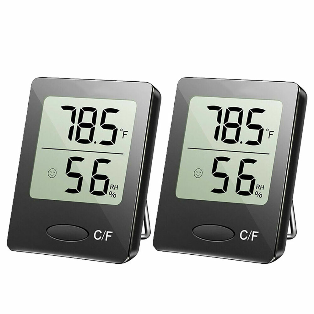 Thermometer 2x Indoor Digital LCD Hygrometer Temperature Humidity Meter Clock