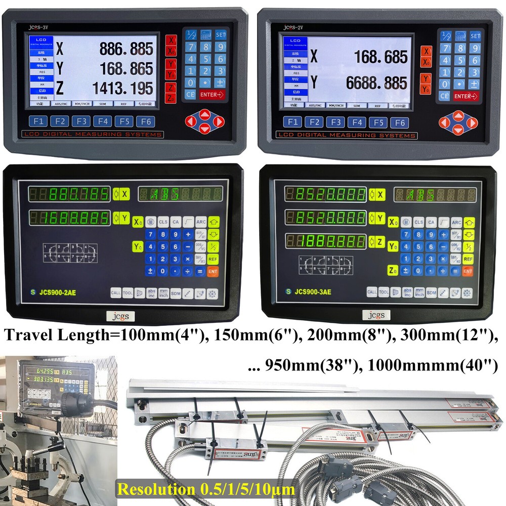 iMeshbean Digital Readout 2/3 Axis DRO w/ Linear Scale 5μm Glass Encoder for CNC
