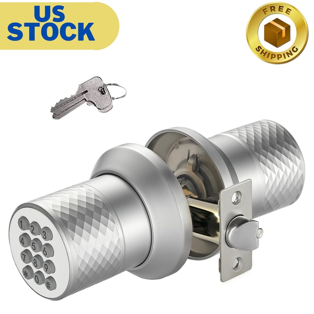 Electronic Keypad Door Knob, Smart Keyless Entry Door Knobs, Code, Anti-Slip
