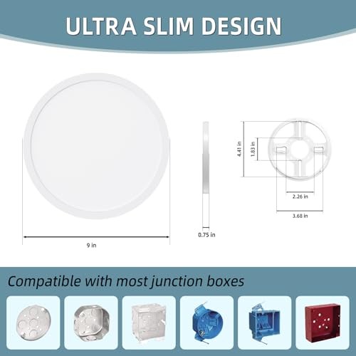 9inch Flush Mount Ceiling Light, Dimmable Ultra-Thin LED 9in - 1Pack White