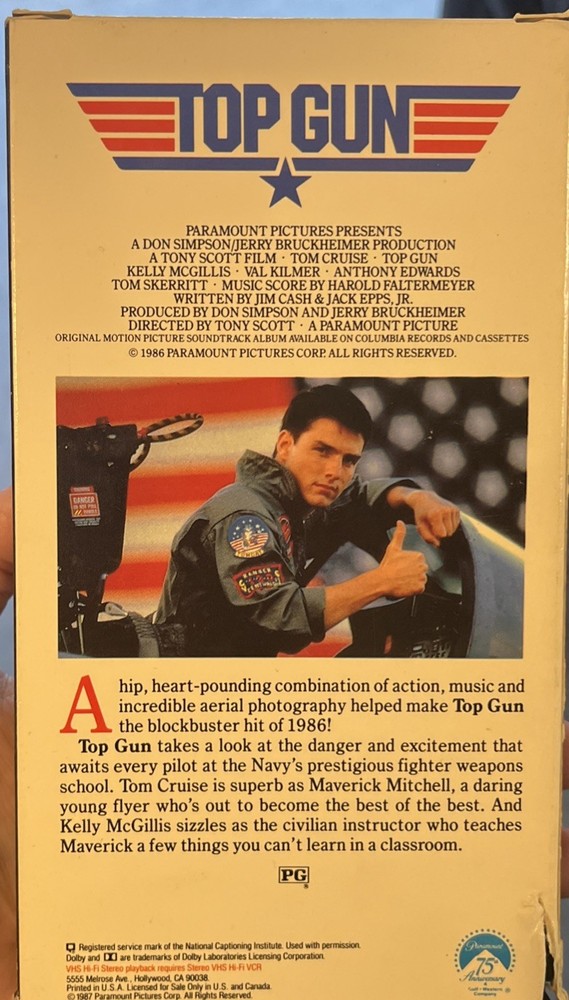 1st Release Top Gun VHS 1987 Paramount Tom Cruise Tested