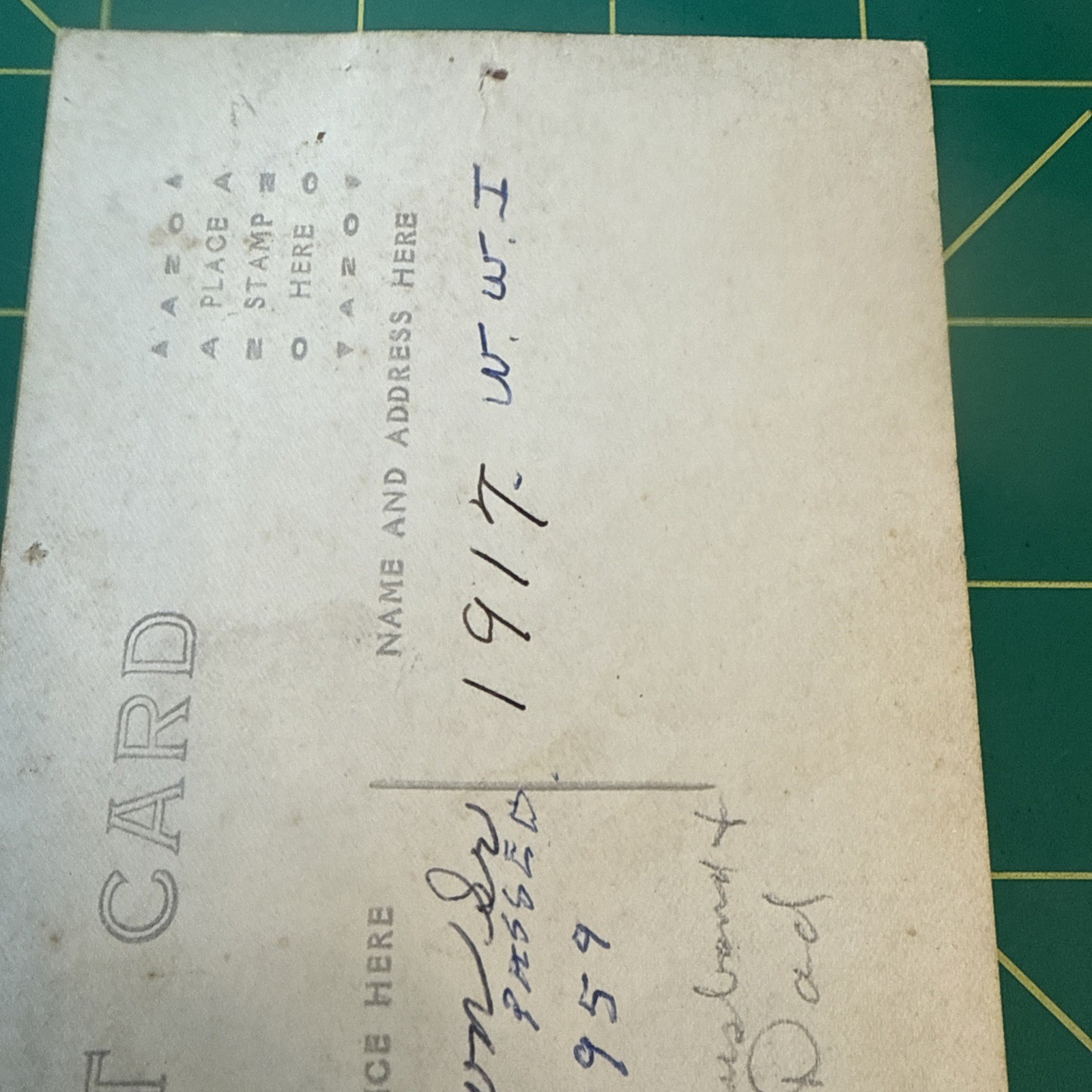 WW1 Photo Postcard Named RPPC