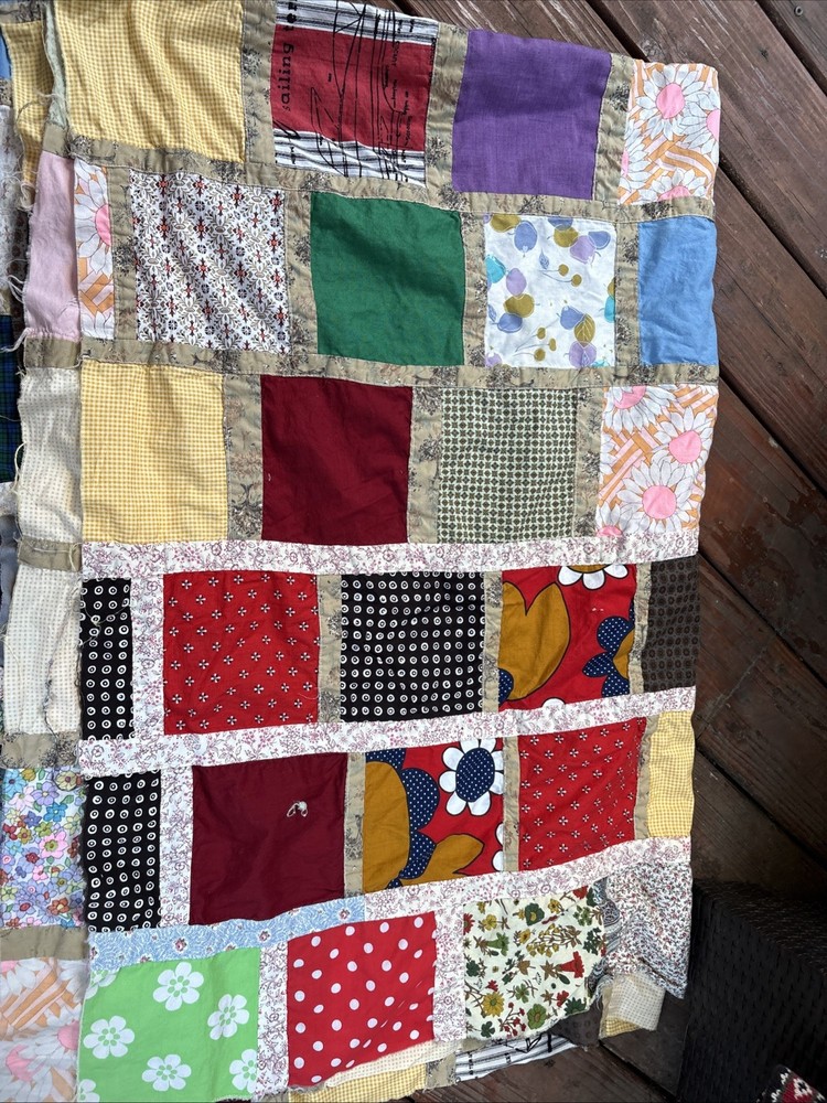 Half Finished Handmade Quilt 48” X 74”