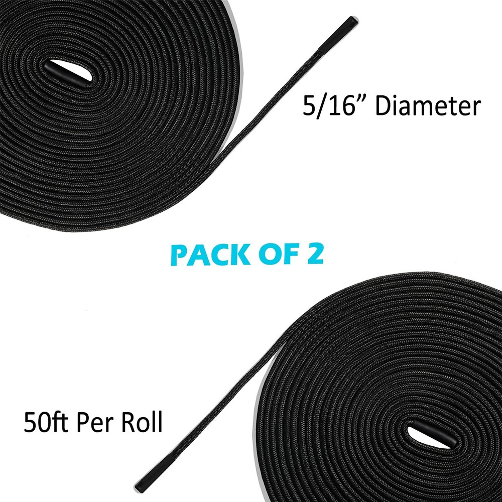 100 Ft 5/16 Inch Nylon Rope, Solid Braided Twisted Polyester Cord - High UV a...