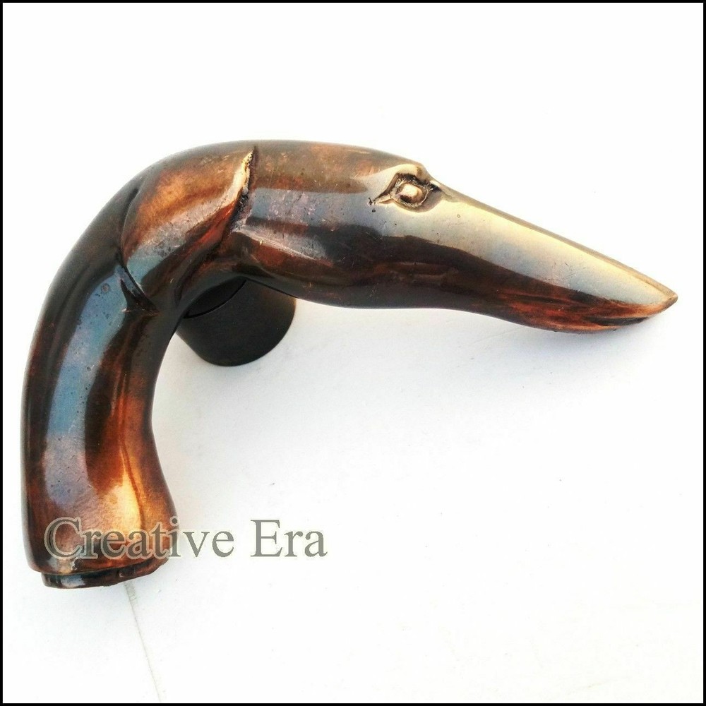 Antique Style Solid Brass Dog Head Only Handle For Walking Stick Canes Gift