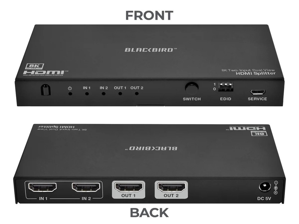 Monoprice Blackbird 8K Dual Function Splitter/Switch 1x2 Splitter or 2x1 Switch