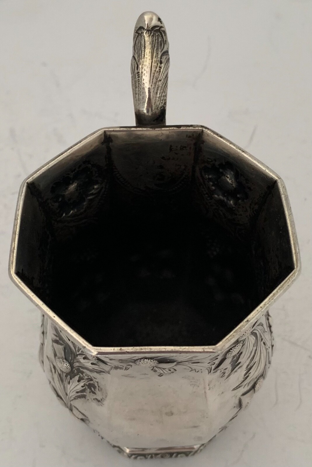 MONSTER AMERICAN COIN SILVER CHASED GRAPES & THISTLES 10.8 OZT CUP R RAIT 1850