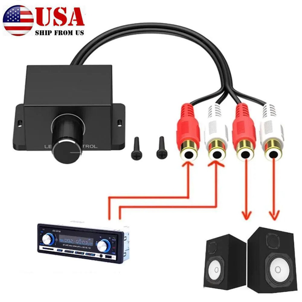 Universal Car Speakers Amplifier RCA Level Controller Audio Bass Control Knob