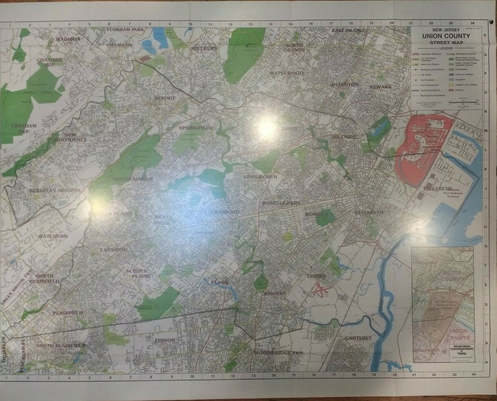 Union County NJ Laminated Wall Map (Geo)