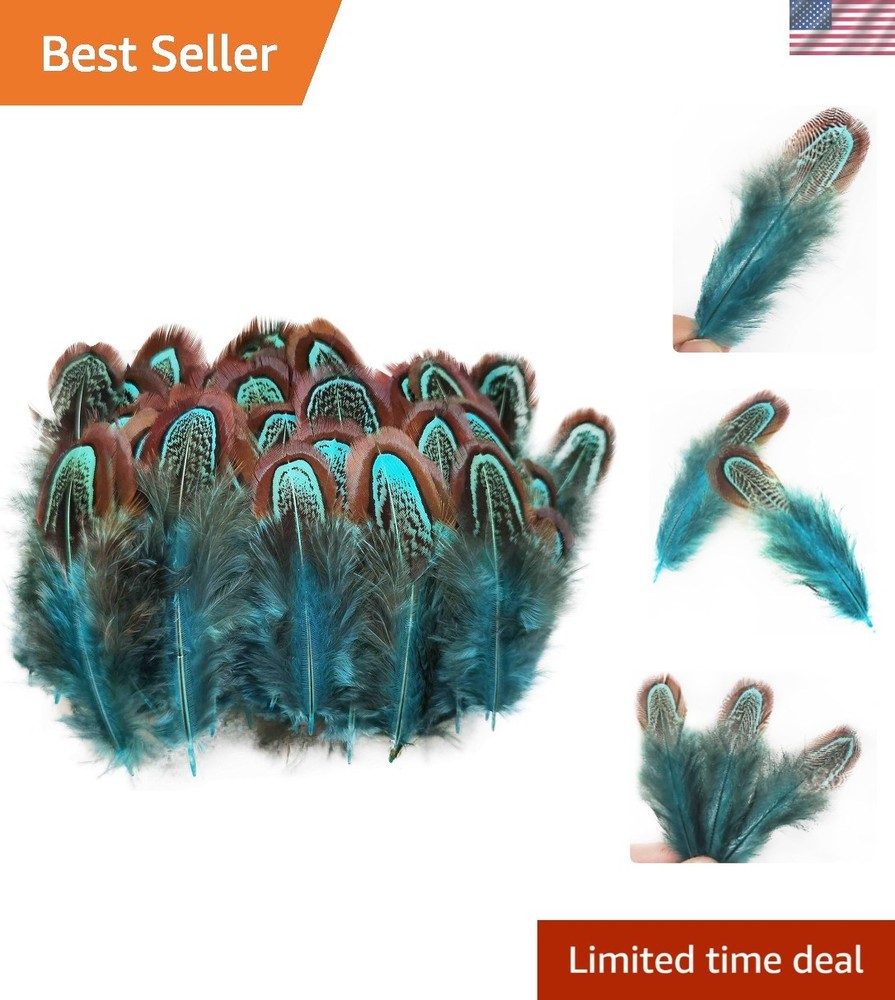 Vibrant Blue Pheasant Feathers 100 pcs - Perfect for Wedding & Craft Projects