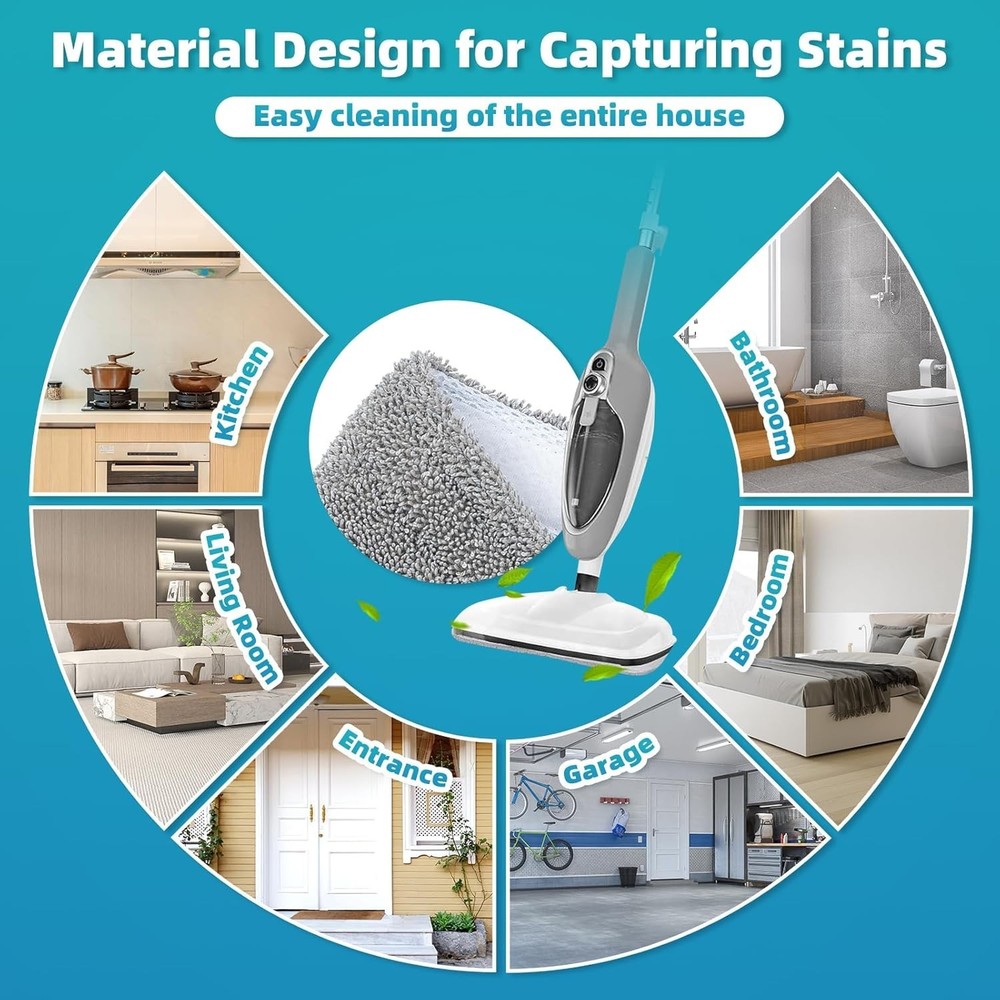Washable Microfiber Steam Mop Replacement Pads for All Surface Cleaning