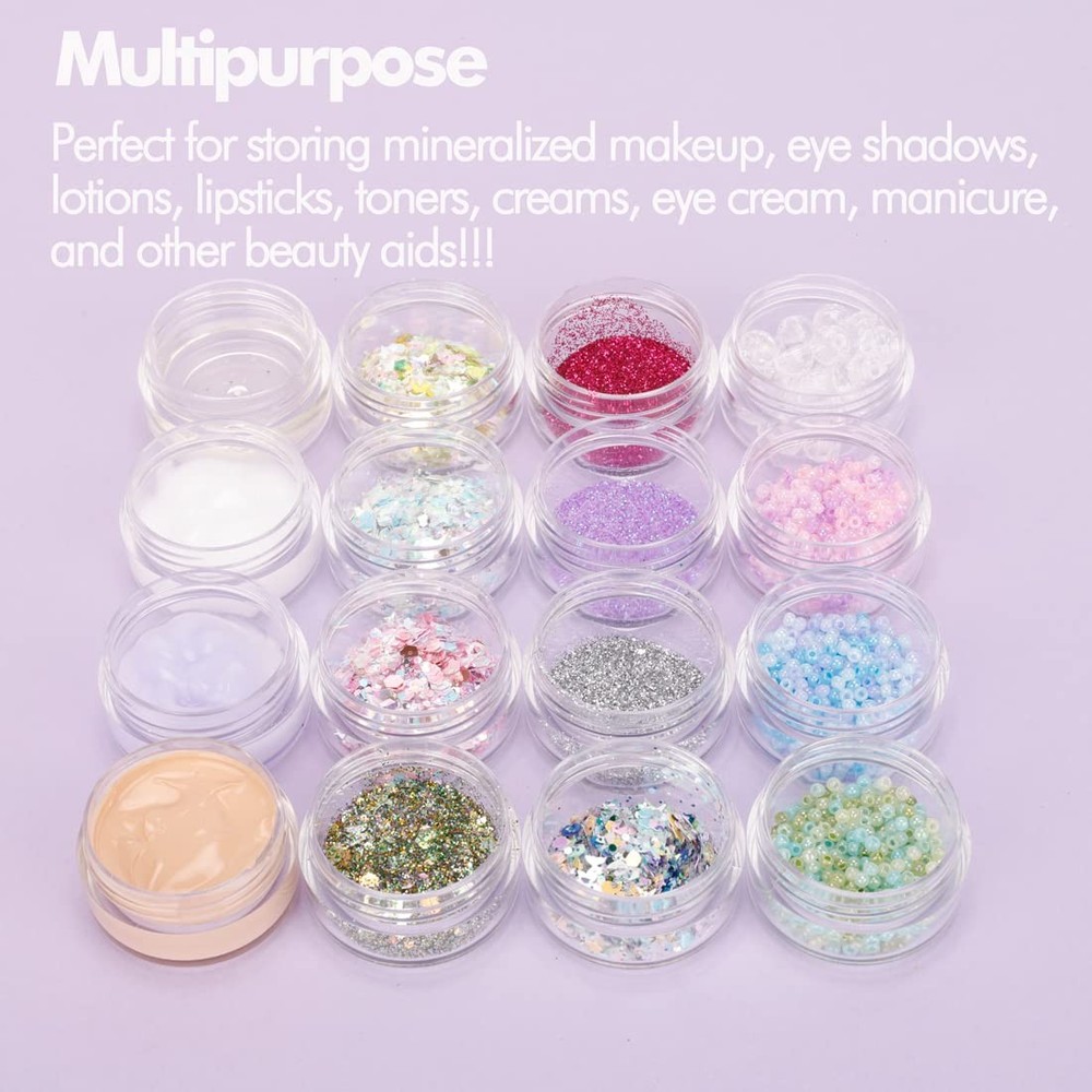 3 Gram Sample Containers with Lids, 25 Count Tiny Sample Jars, Empty Lip Balm Co