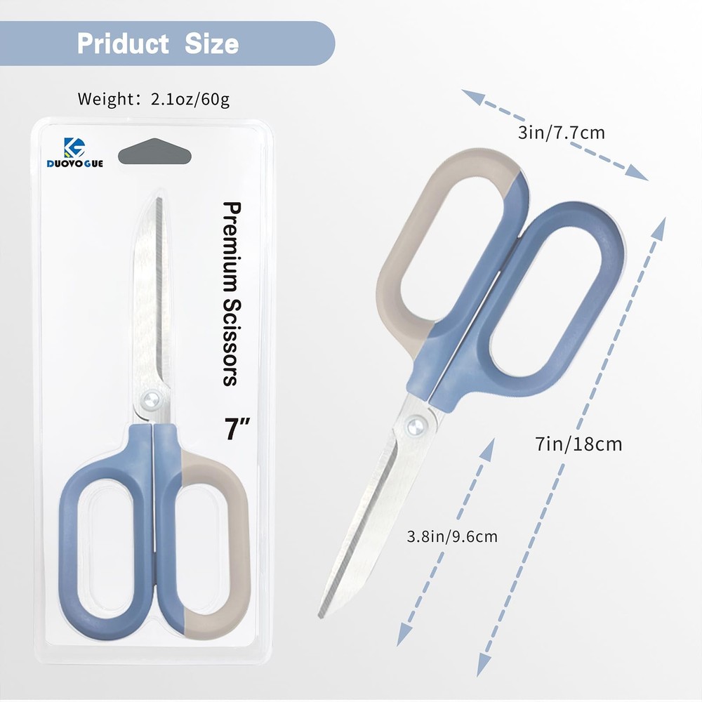 Blue Office Scissors with ComfortGrip Handles, Sharp Craft Scissors for DIY A...