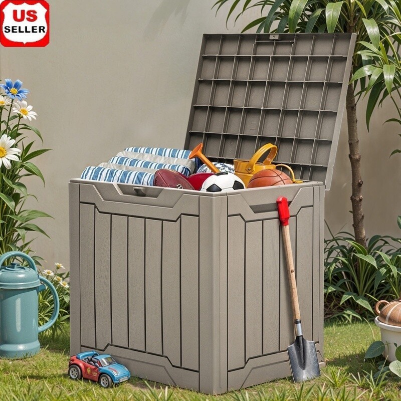 Waterproof Resin Deck Box Lockable Outdoor Storage Easy Assembly Durable Garden