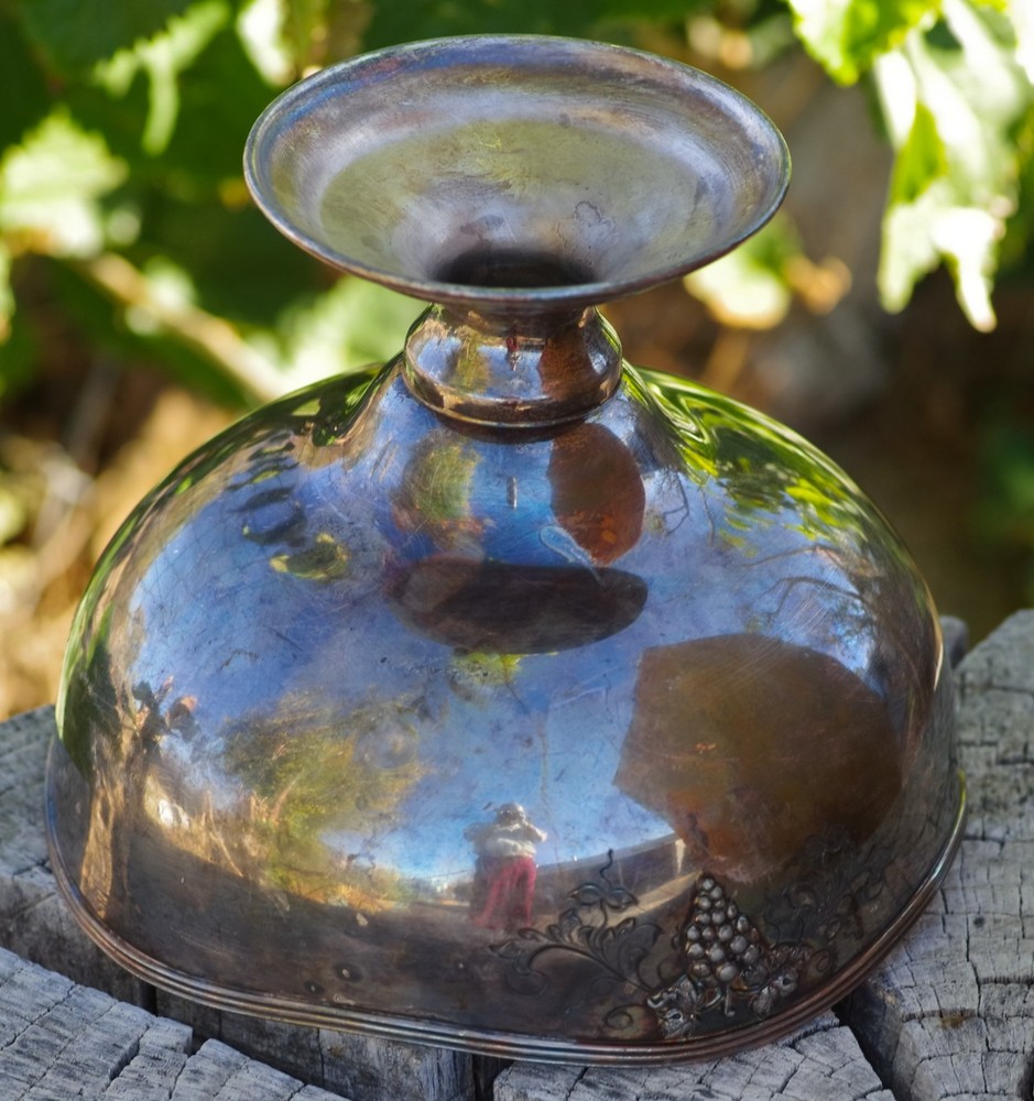 ANTIQUE Large Footed Bowl Benedict Quadruple Silver Plate Art Nouveau 1890's USA
