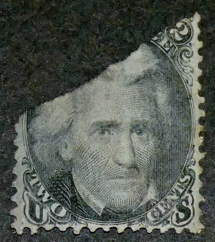 US 1863 #73 Andrew Jackson 2c Black Diagonal Half Mint NG MNG