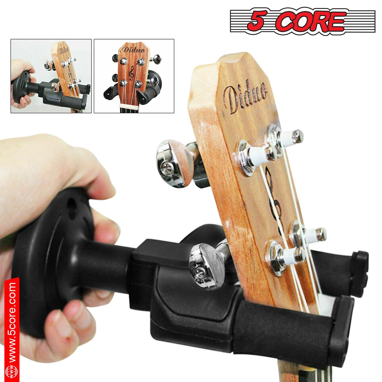5Core Guitar Wall Mount Hanger 4Pc Hook Soft Padding Adjustable Rotatable Holder