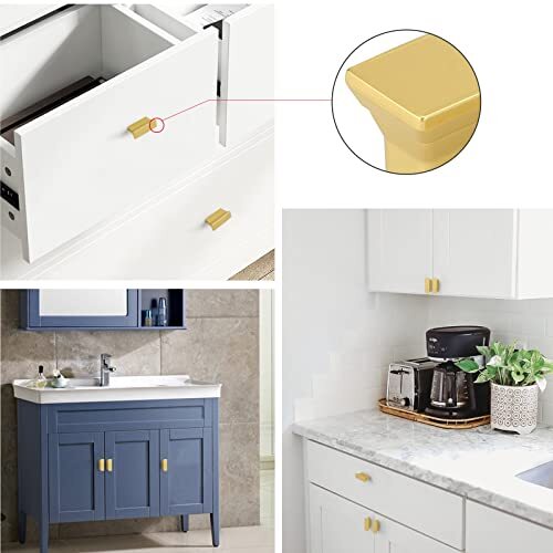 Rergy 10 Pack Gold Cabinet Knobs Brushed Brass Cabinet Knobs Kitchen Dresser ...