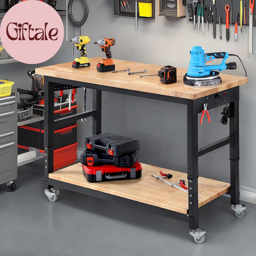 Work Bench for Garage Adjustable Workbenches with Storage 60 Inch Garage Workben