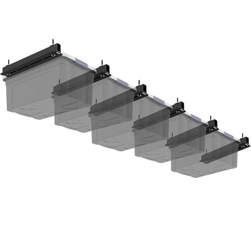 6 Pack Overhead Storage Bin Rack, Ceiling Racks for Utility Bins 5 Bins