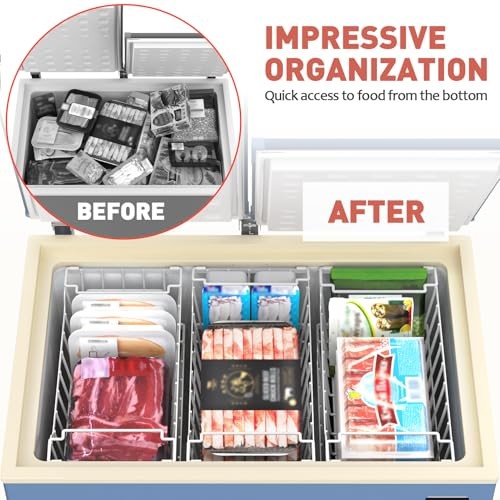 Freezer Organizer Bins with Foldable Handle Pack Stackable Freezer 8 White