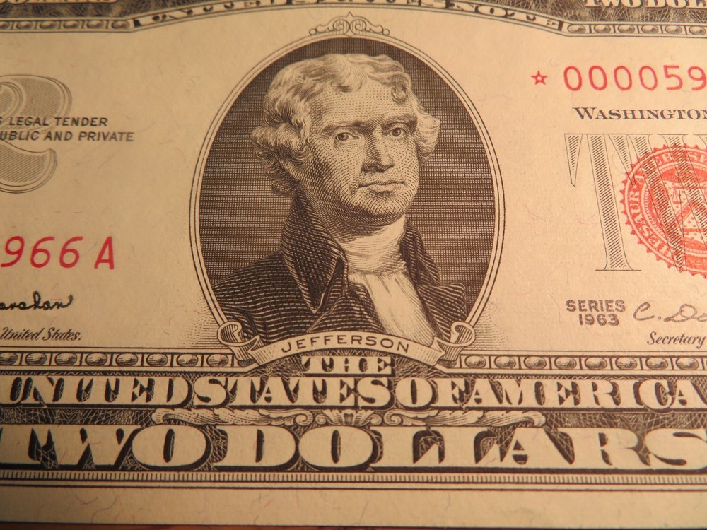 1963 Two Dollar US Note Red Seal Star Note *00005966A MINT