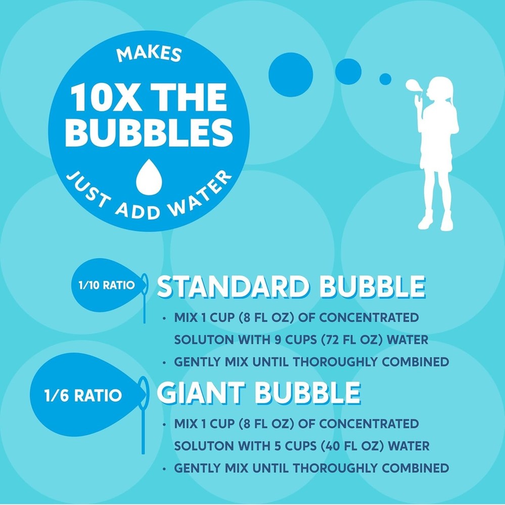 16 oz Bubble Solution RefillsUp to 1.25 Gallons, Concentrated Solution for Bu...