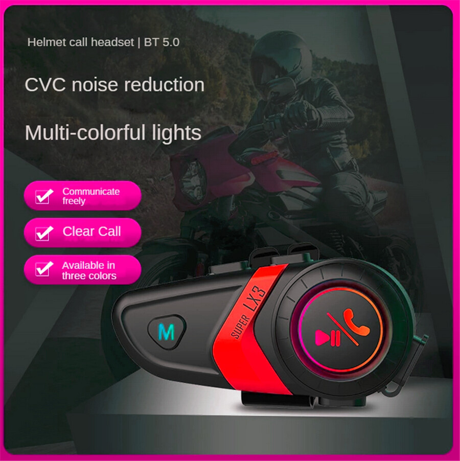 BT Wireless Bluetooth Helmet Intercom Headset TYPE-C Charging Fit For Motorcycle