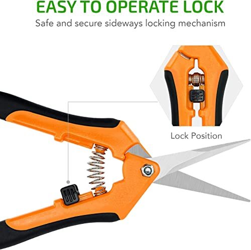 6.5" Gardening Scissors Pruning Shear Hand Pruner Scissors Orange 1-Pack