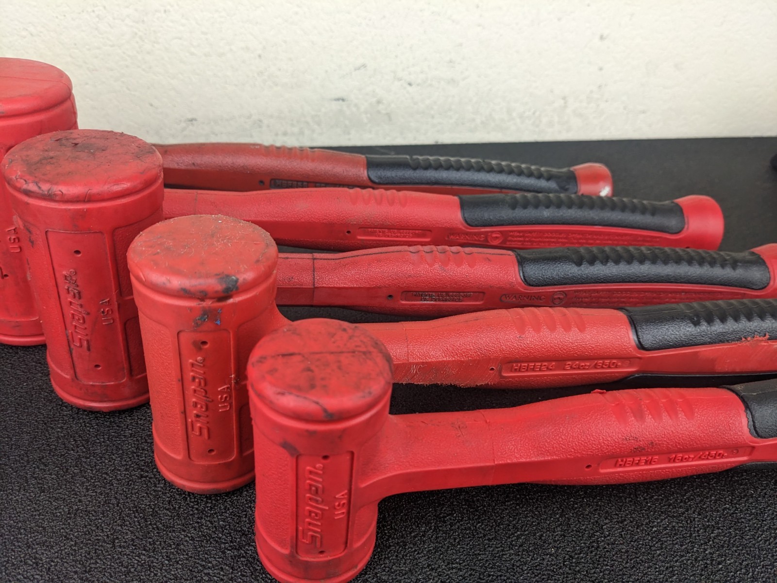 #bn105 Snap-on Tools 5Pc Master HBFE Red Soft Grip Dead Blow Hammer Set