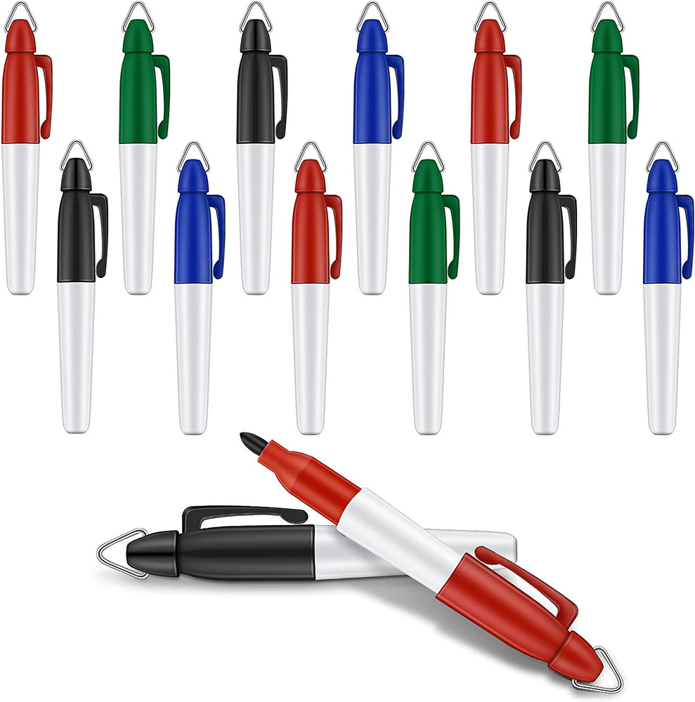 12 Pcs Mini Permanent Markers with Golf Keychain Clips for Nurses Badge Quick Dr