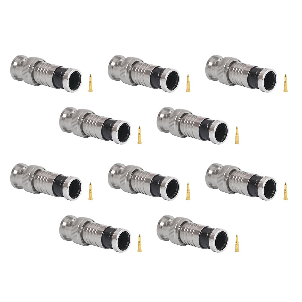 10PCS BNC Compression Connector Plug Adapter for CCTV Camera RG6 Coax Cables