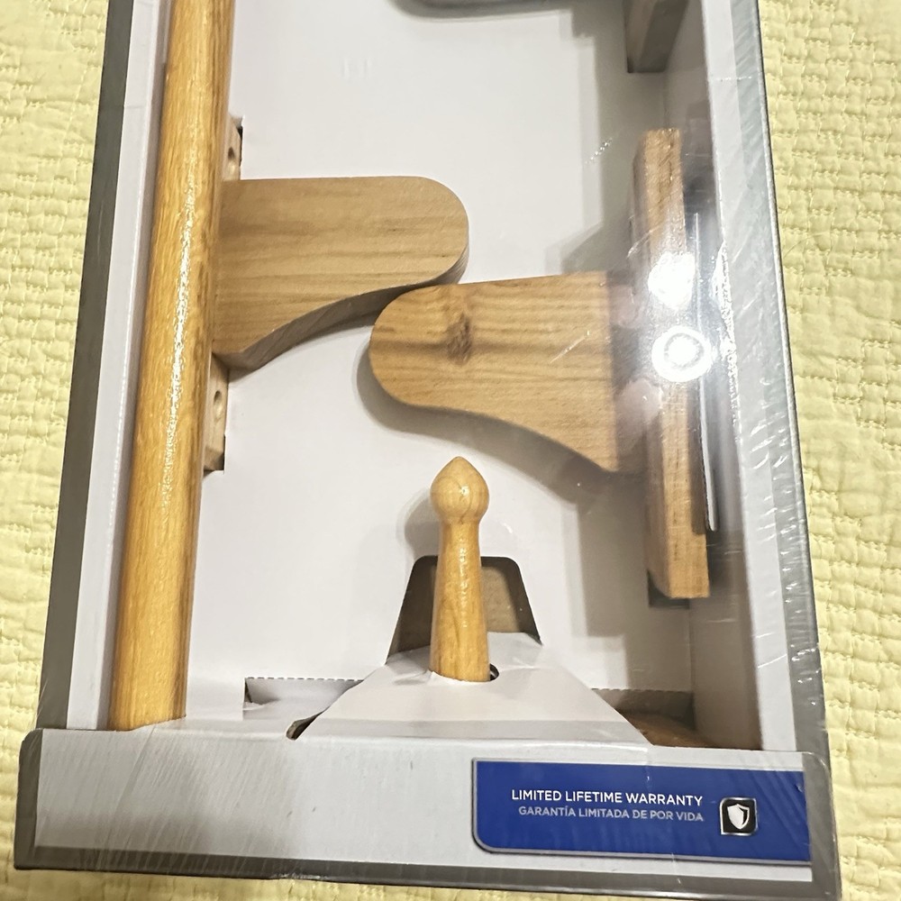 GLACIER BAY 4-Piece Solid Oak Bath Set Towel Ring And Bar Robe Hook Tp Holder
