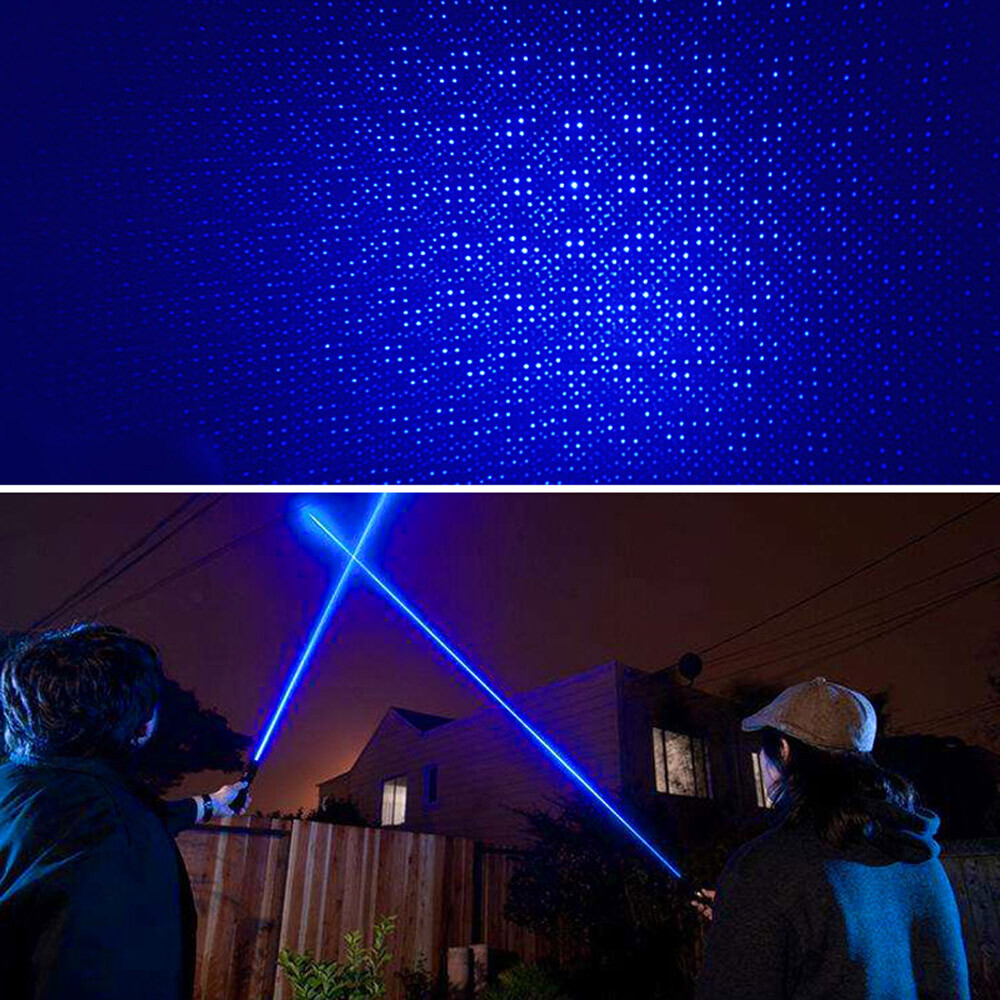 LMX3B Blue Laser Pointer Pen 450nm Adjustable Focus Visible Beam Light USB
