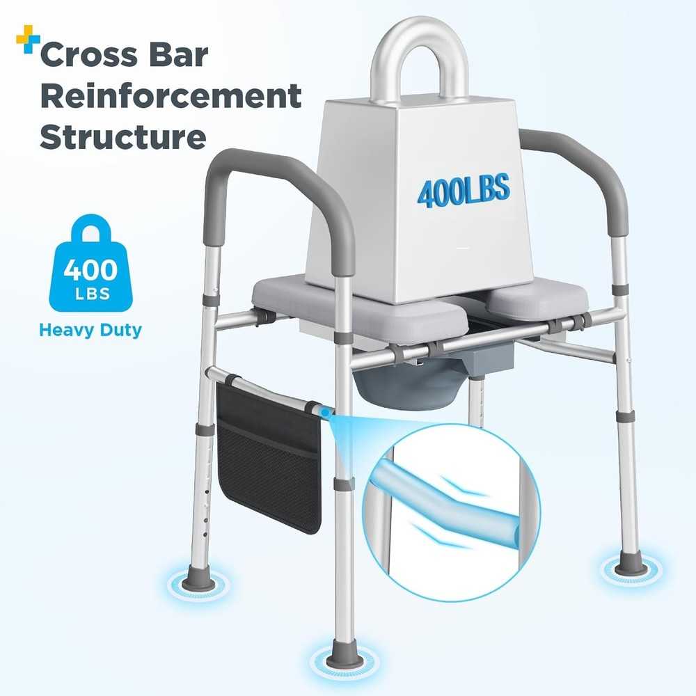 Bedside Commode for Seniors, Bedside Commodes with Adjustable Width and Height,