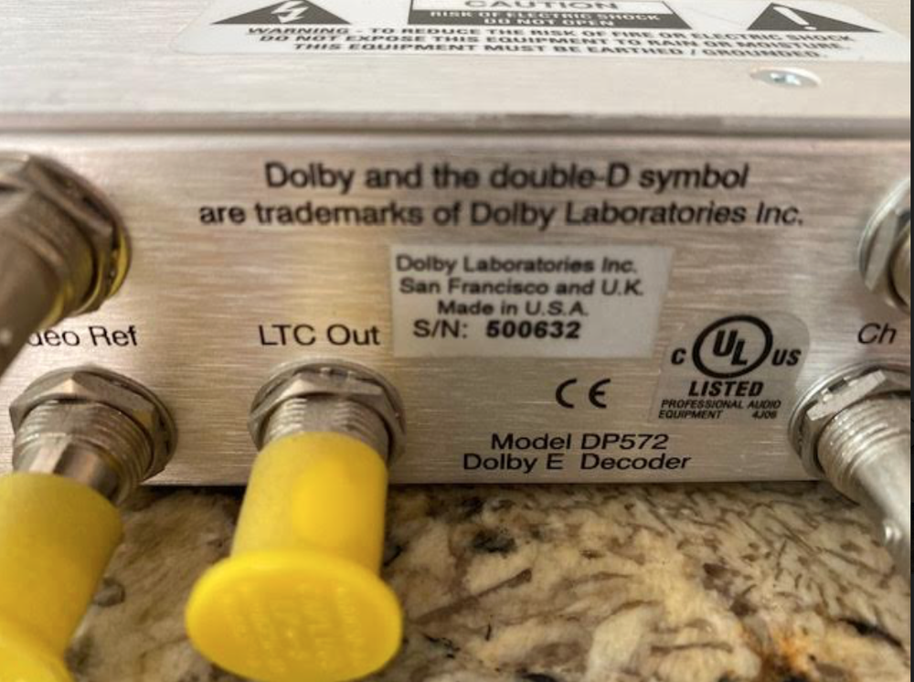 Dolby DP572 Professional Dolby E Decoder Multichannel Audio Distribution system
