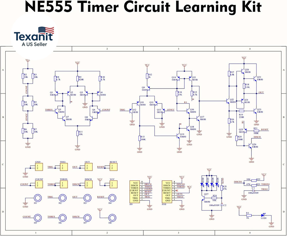 NE555 Simulation Soldering Project Kit, DIY Electronic Kit with Breathing LED M