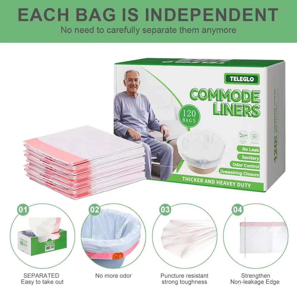Commode Liners 120PCS Bedside 21*15.7 inches, White
