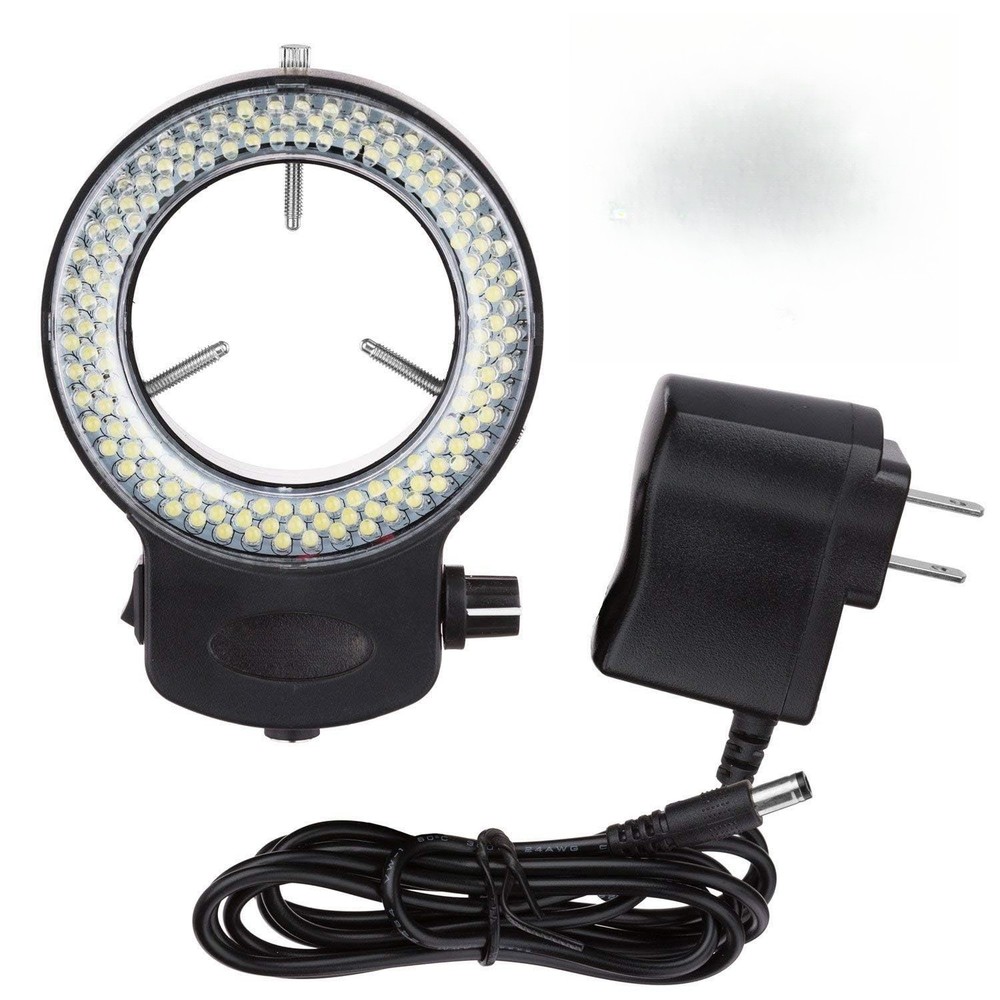 144 LED Intensity-Adjustable Ring Light Stereo Microscope Accessory Lamp Black