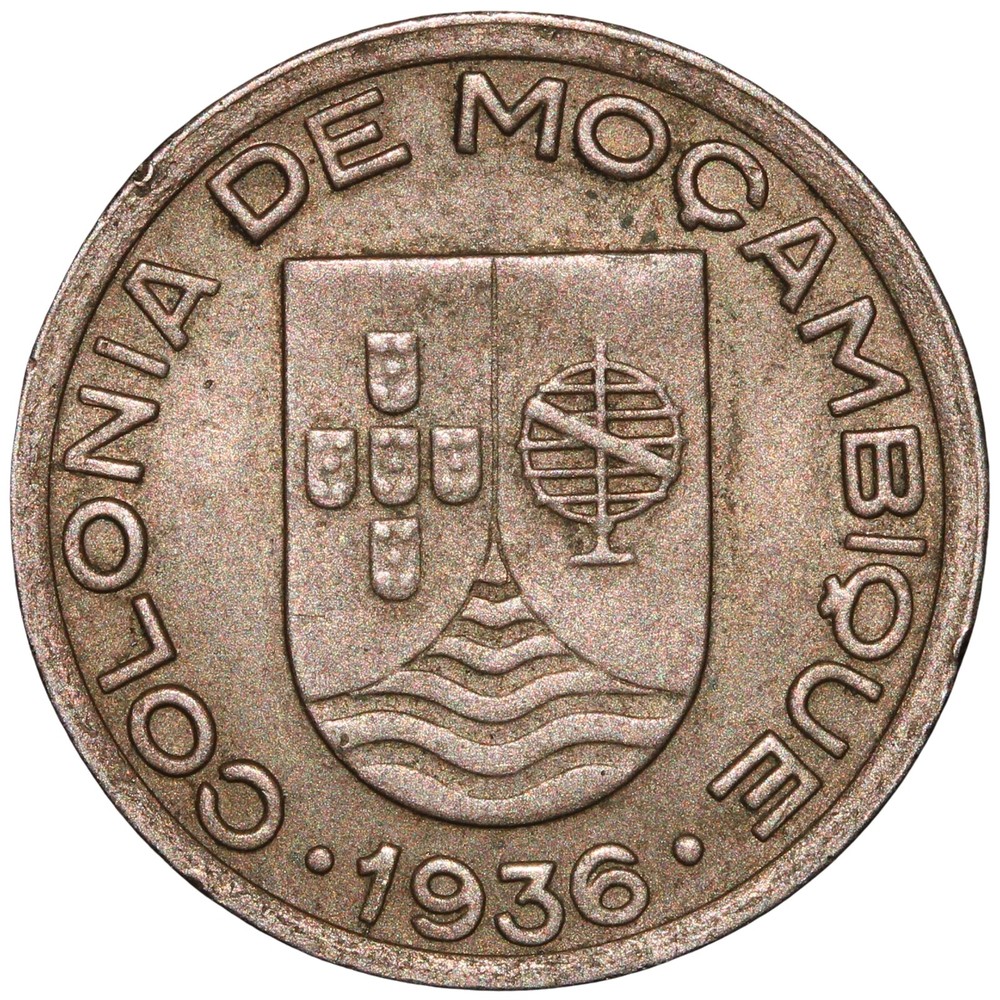 1936 Mozambique 50 Centavos Coin – Cupronickel