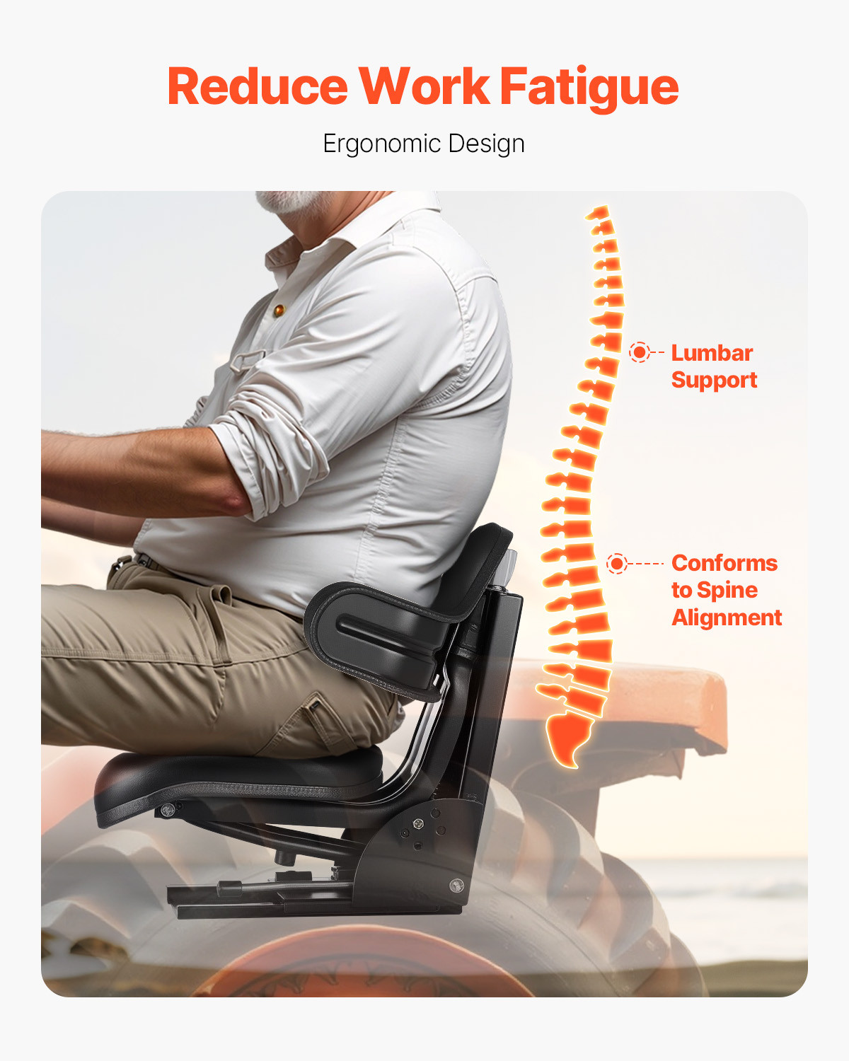 Tractor Suspension Seat Adjustable Forklift Seat Waterproof Seat Mower Digger