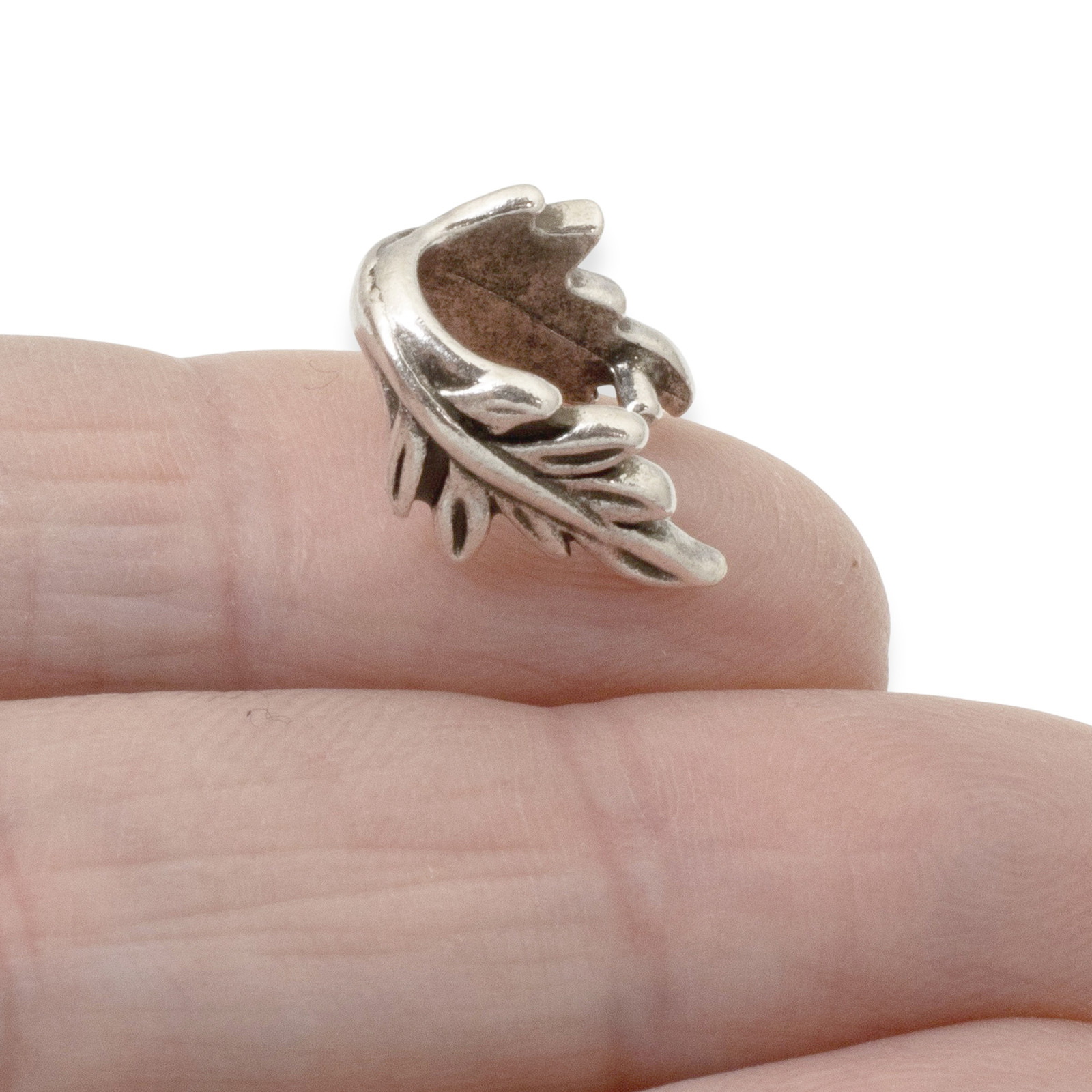 4 Silver Leaf Pendant Pinch Bails - Elegant Botanical Design for Jewelry Making