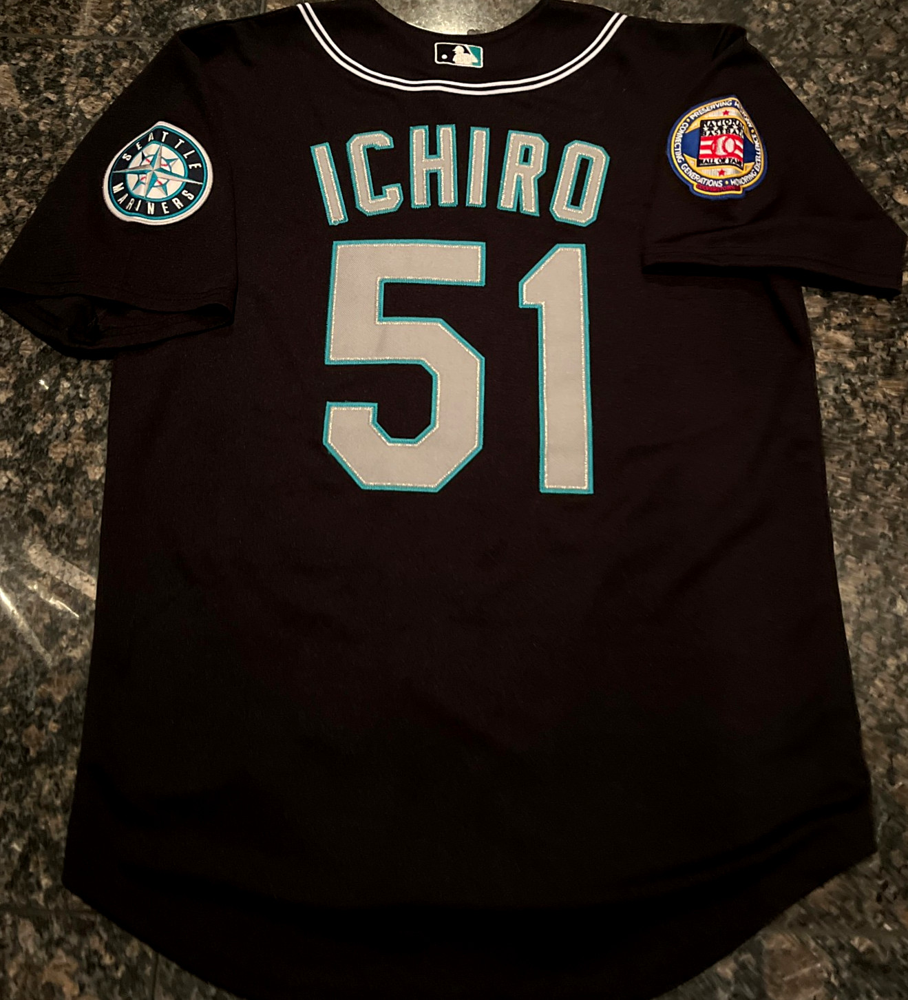 Seattle Mariners #51 Ichiro Hall of Fame Limited Edition 2Patch stitched Jersey