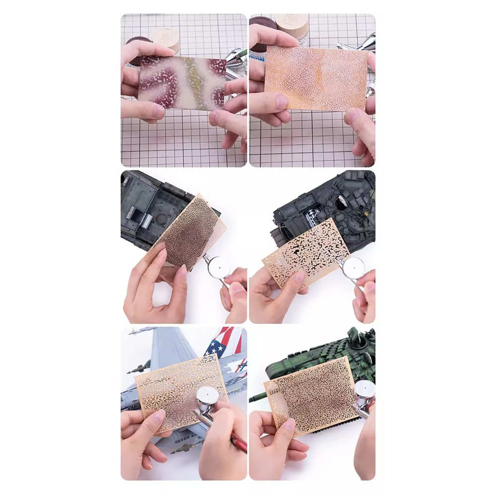 4Pcs 1/32 1/35 Salinization Imprint Leakage Spray Stencil Template Paper