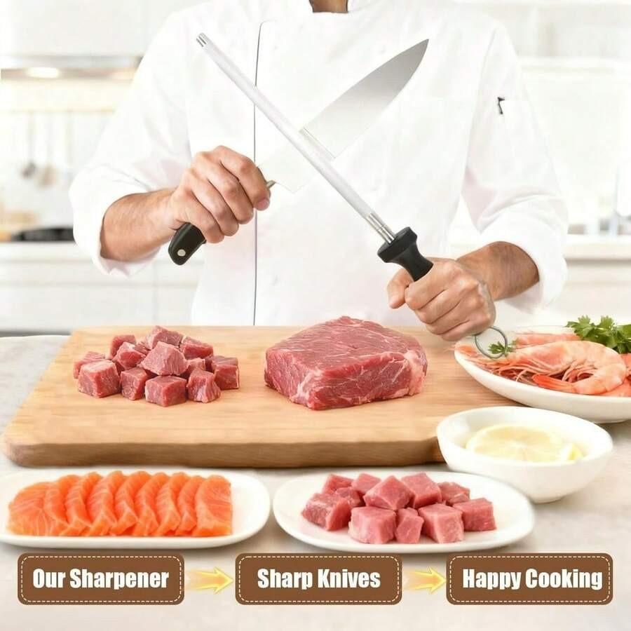 Klaus Meyer 12 inch High Carbon Diamond Sharpening Steel Kitchen Sharpener